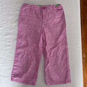 Girls Lily Pulitzer Adjustable Waist Button/Zip Front Pink Floral Cotton Pants
